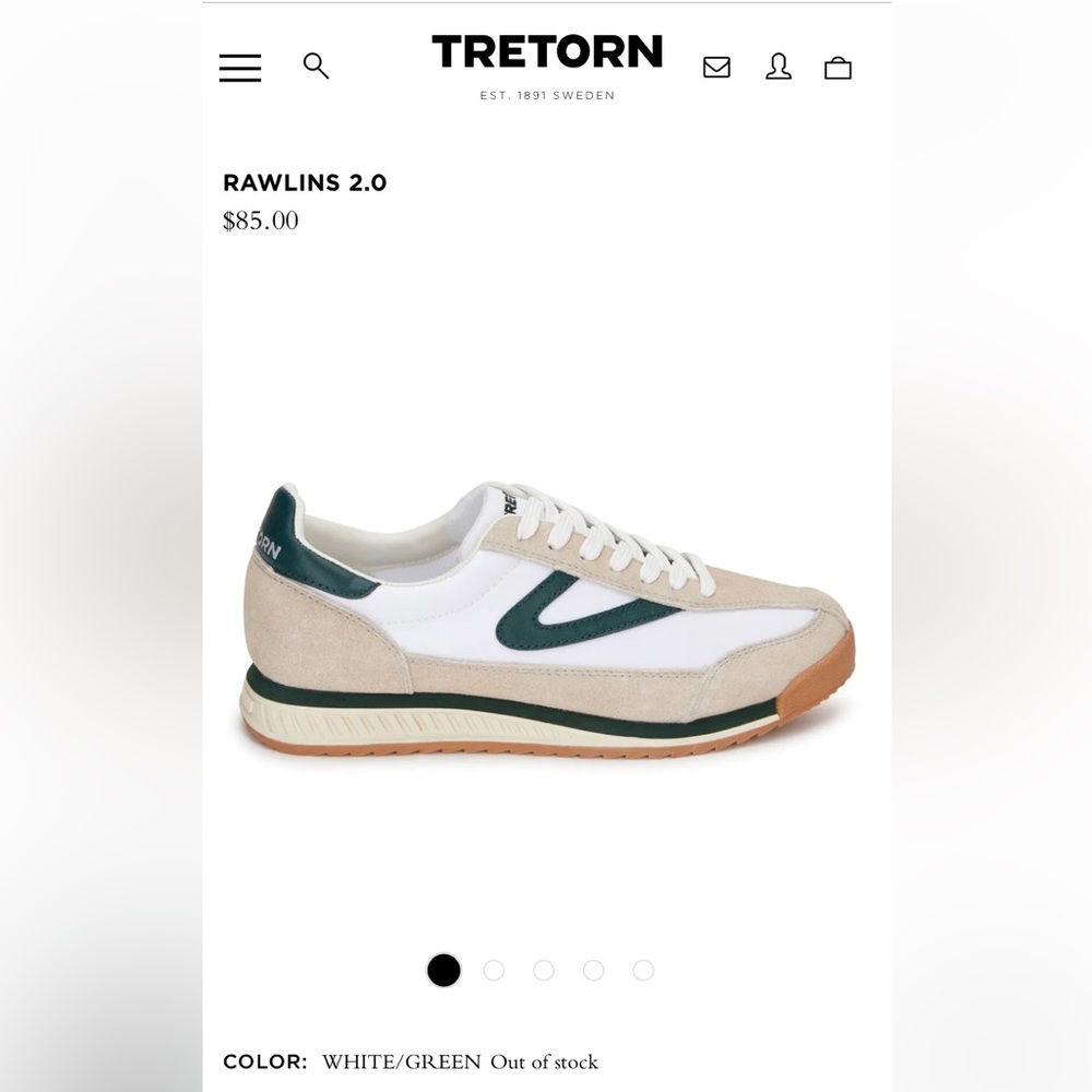 Tretorn green and white 7.5 sneaker